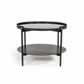 Homeroots Modern Black Marble Painted Round Metal Coffee Table 472132